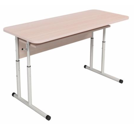 Стіл учнівський двомісний з полицею на круглій трубі , зростова група 4-7 ( БІГУН .арт 11190-КР)